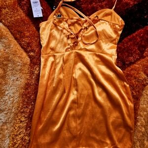 New w/ tags silky orange dress